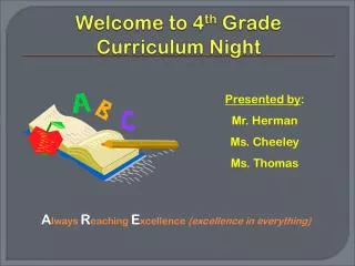 Welcome to 4 th Grade Curriculum Night