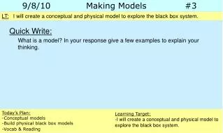 Quick Write: 	What is a model? In your response give a few examples to explain your thinking.