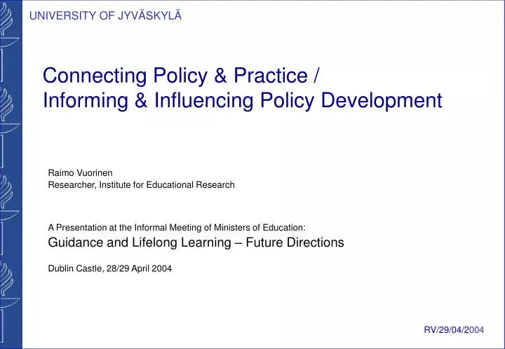 connecting policy practice informing influencing policy development