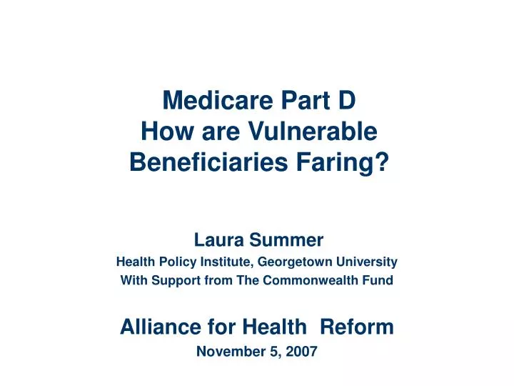 medicare part d how are vulnerable beneficiaries faring