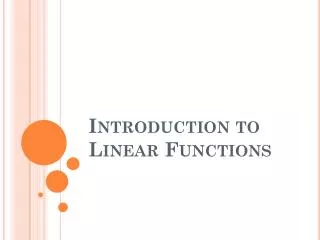 Introduction to Linear Functions