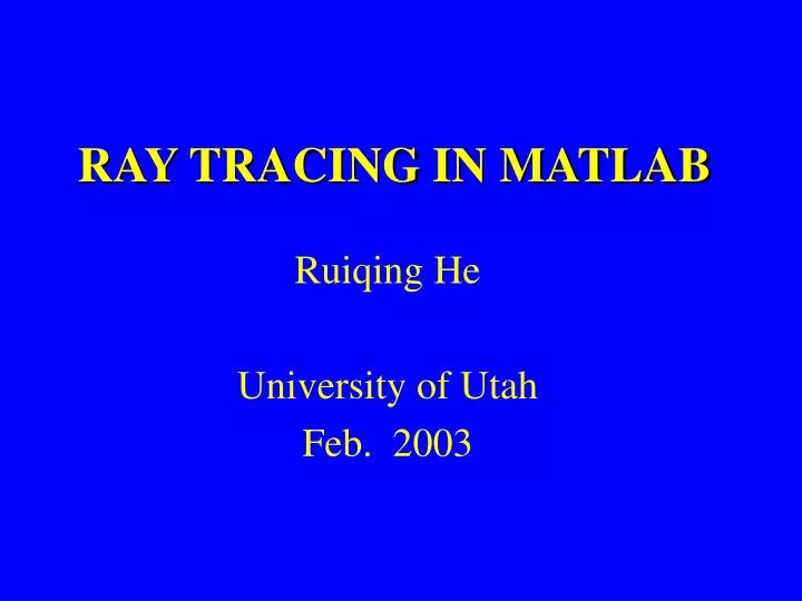 ray tracing in matlab