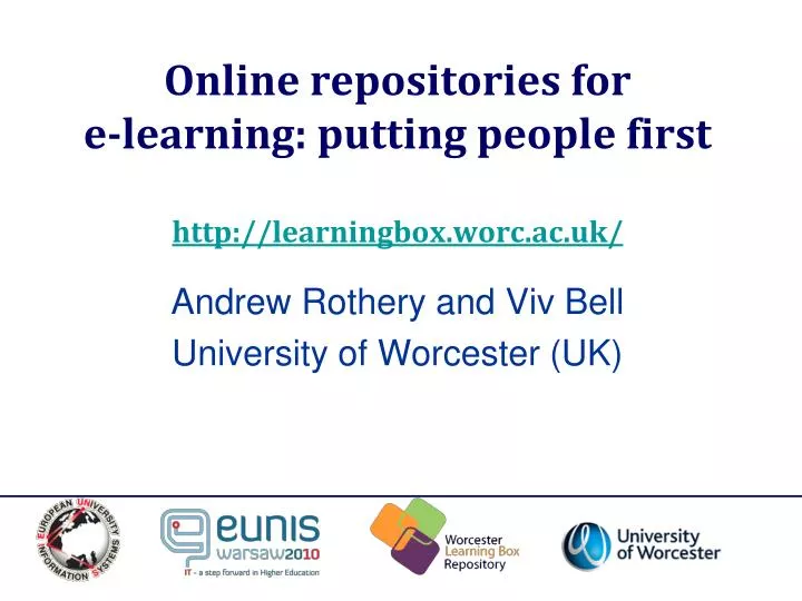 online repositories for e learning putting people first http learningbox worc ac uk