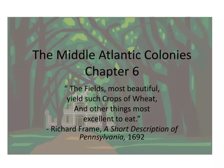 the middle atlantic colonies chapter 6