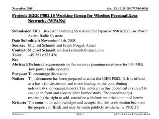 Project: IEEE P802.15 Working Group for Wireless Personal Area Networks (WPANs)