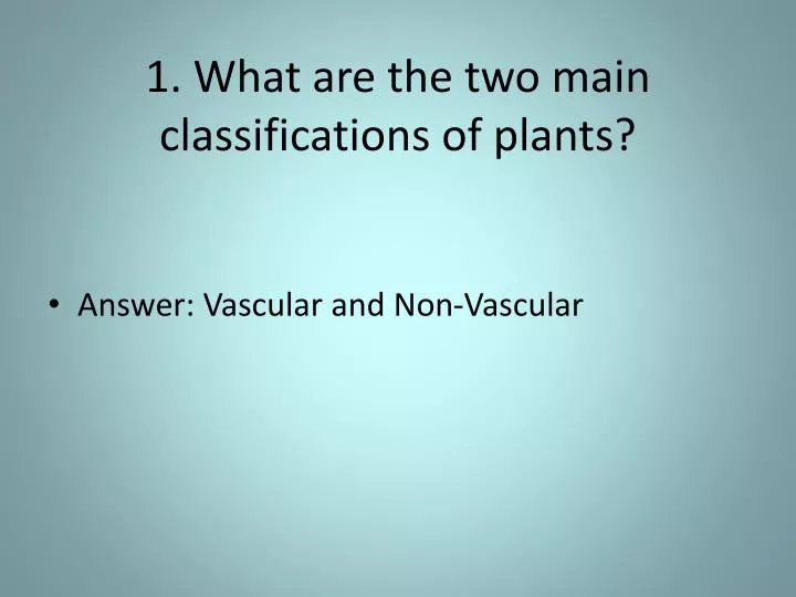 1 what are the two main classifications of plants