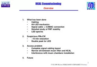 HCAL Commissioning Overview