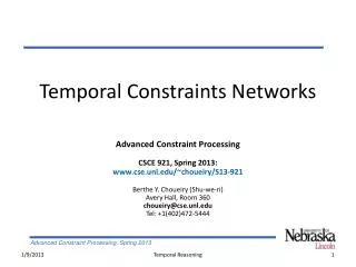 Temporal Constraints Networks