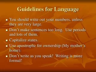 Guidelines for Language