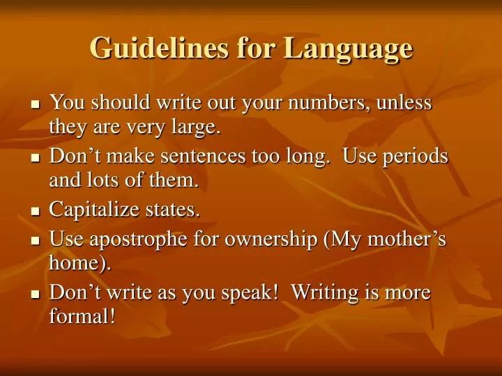 guidelines for language