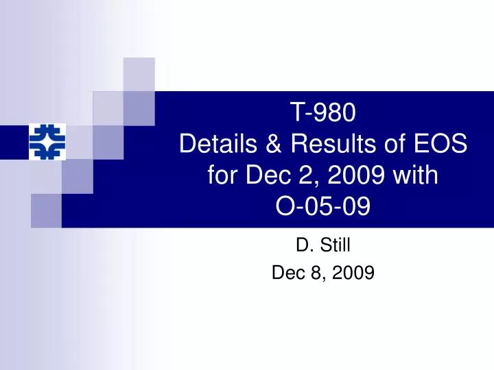 t 980 details results of eos for dec 2 2009 with o 05 09