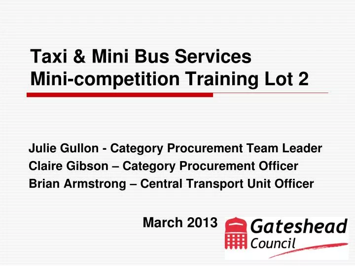 taxi mini bus services mini competition training lot 2