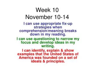 Week 10 November 10-14