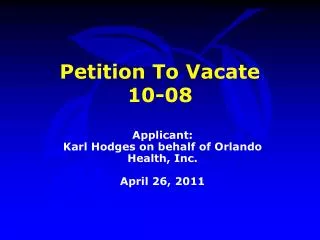 Petition To Vacate 10-08