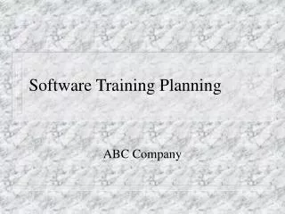 Software Training Planning