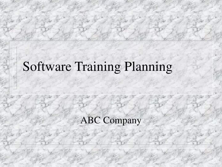 software training planning