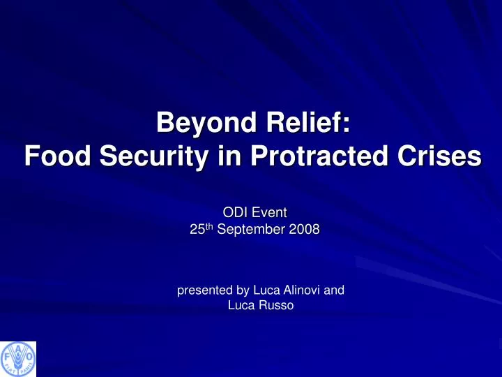 beyond relief food security in protracted crises