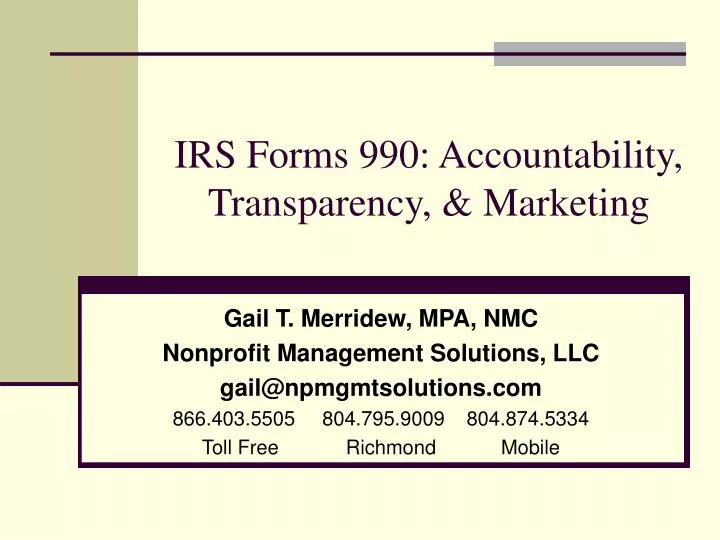 irs forms 990 accountability transparency marketing