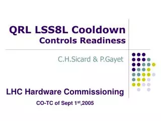 QRL LSS8L Cooldown Controls Readiness