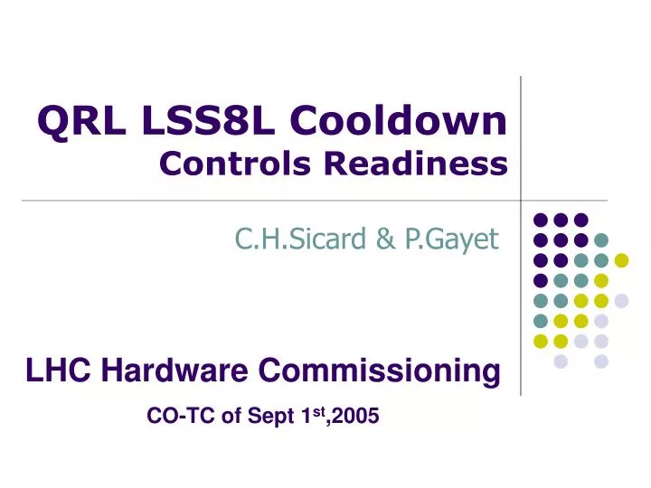 qrl lss8l cooldown controls readiness