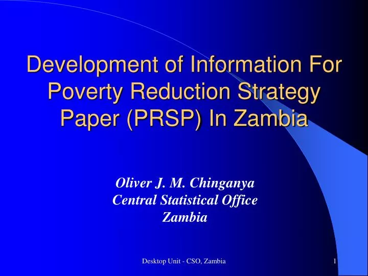 development of information for poverty reduction strategy paper prsp in zambia