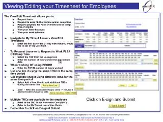 Viewing/Editing your Timesheet for Employees