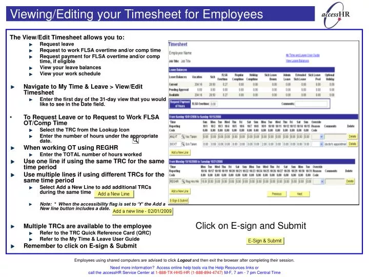 viewing editing your timesheet for employees