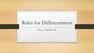 Rules for Differentiation