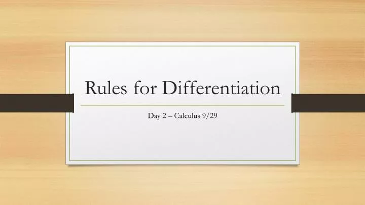 rules for differentiation