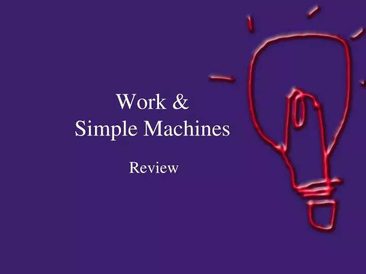 work simple machines