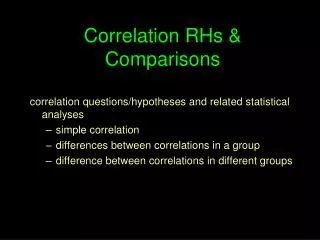 Correlation RHs &amp; Comparisons
