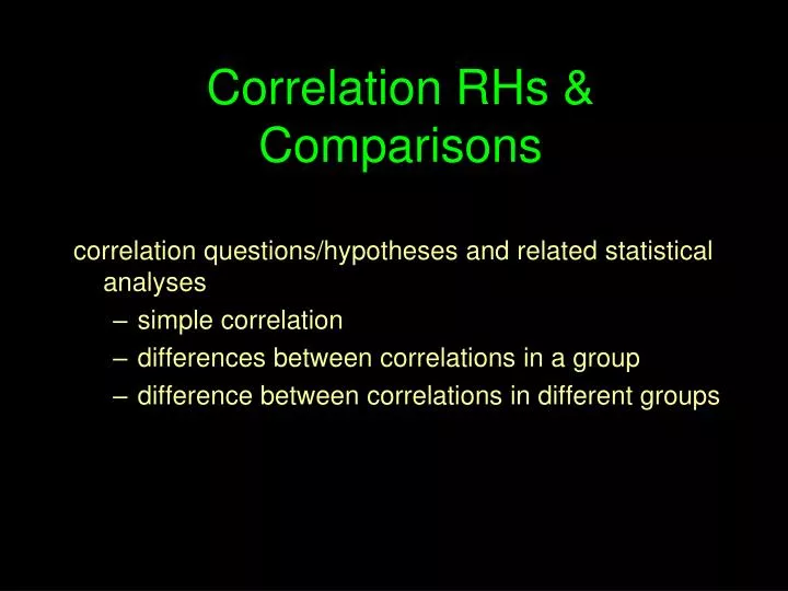 correlation rhs comparisons