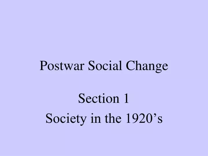 postwar social change