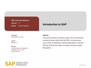 introduction to sap