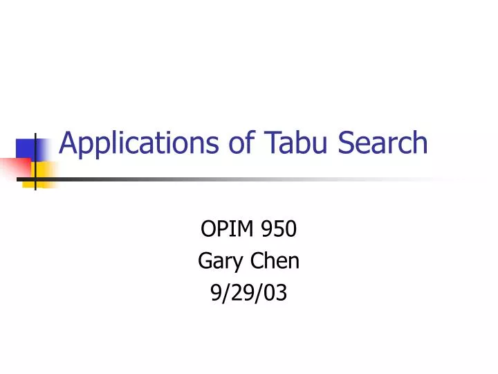 applications of tabu search
