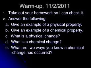 Warm-up, 11/2/2011