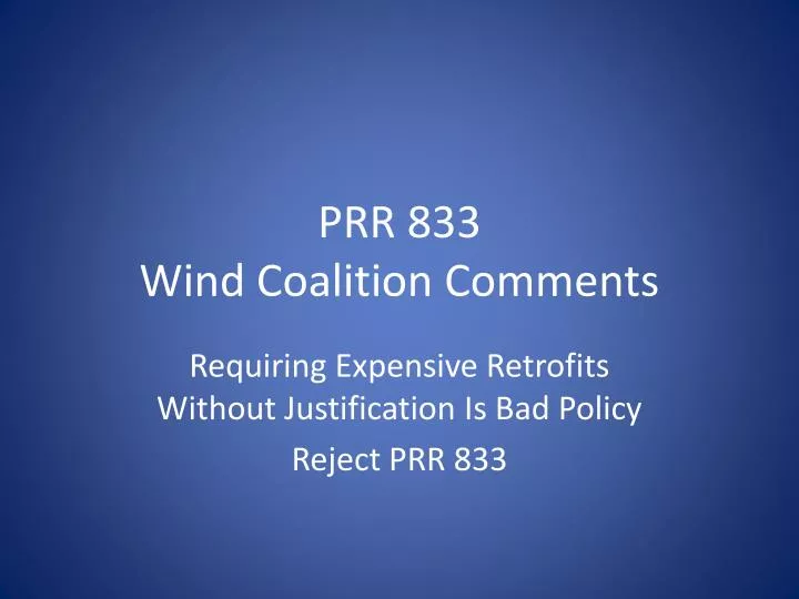 prr 833 wind coalition comments