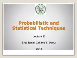 Probabilistic and Statistical Techniques