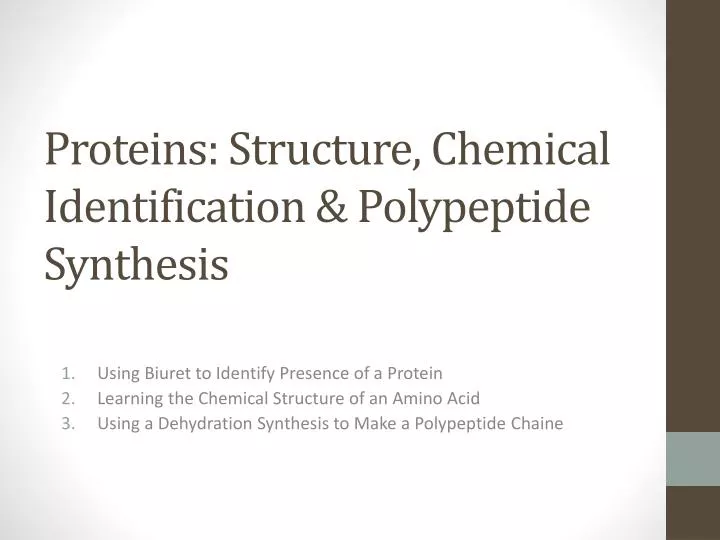 proteins structure chemical identification polypeptide synthesis