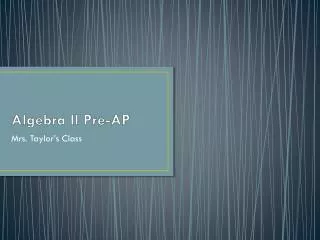 Algebra II Pre-AP