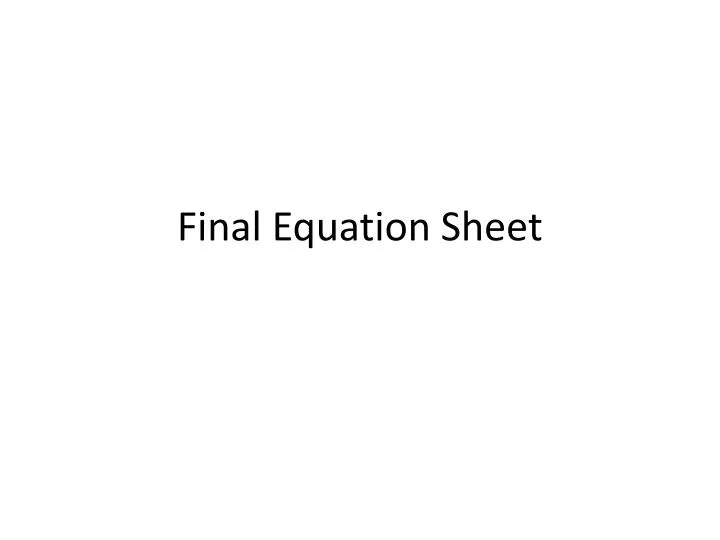 final equation sheet