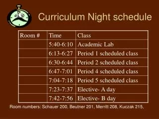 Curriculum Night schedule