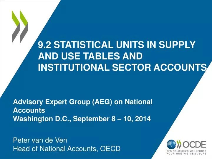 9 2 statistical units in supply and use tables and institutional sector accounts
