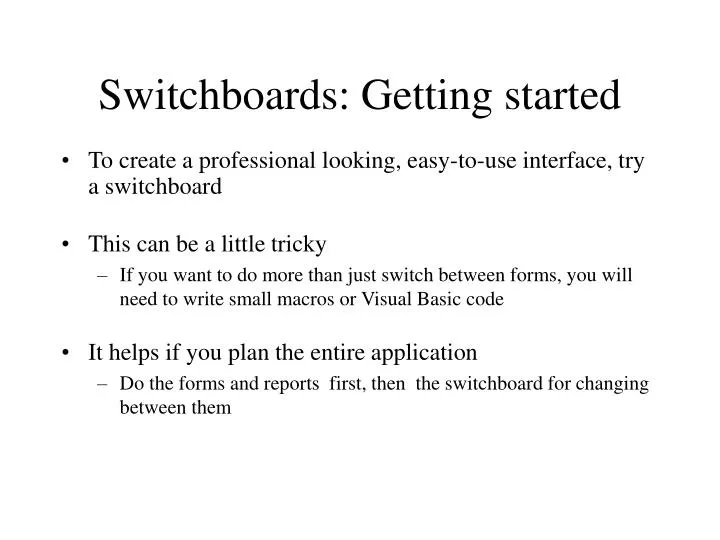 switchboards getting started