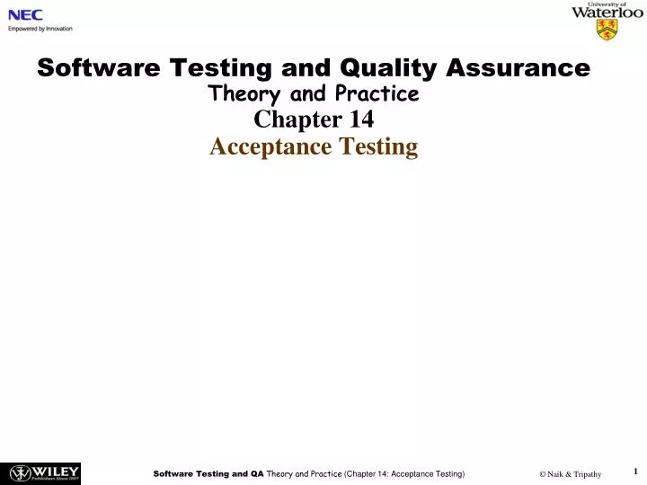 software testing and quality assurance theory and practice chapter 14 acceptance testing