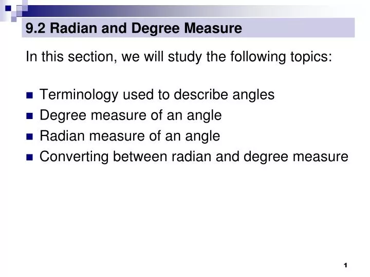 9 2 radian and degree measure