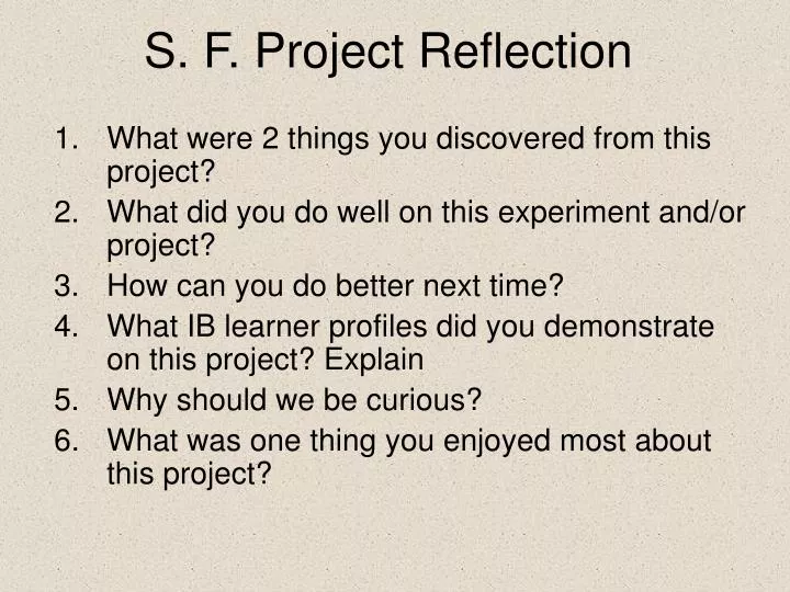 s f project reflection