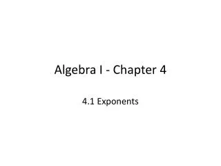 Algebra I - Chapter 4