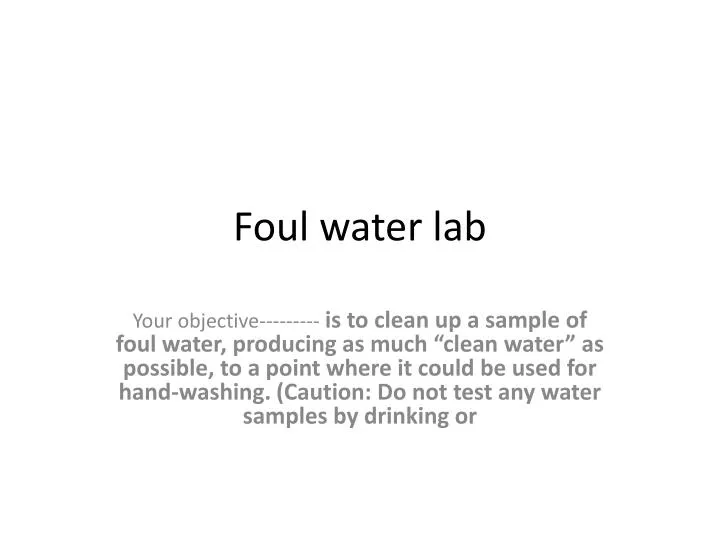 foul water lab