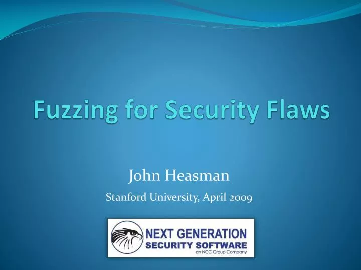 fuzzing for security flaws